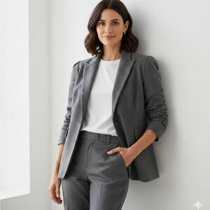 Banana Republic Blazer Women’s Sz 4 Made In Italy Grey‎ Wool Blend Quiet Luxury